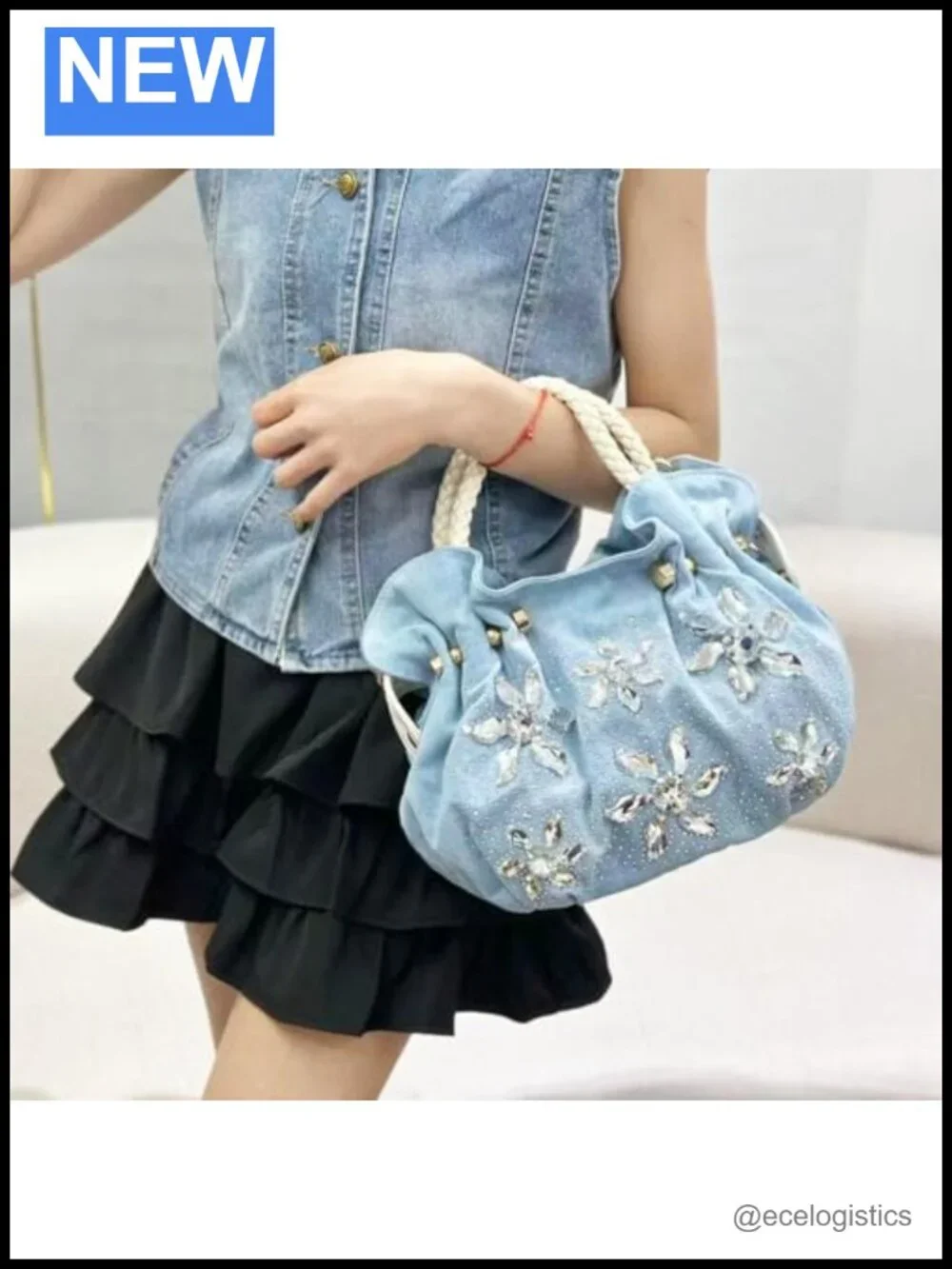Denim Tote Bag Shoulder Handbag Women Travel Daily Bag